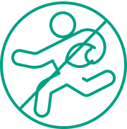 Durchgestrichenes Symbol einer rennenden Person